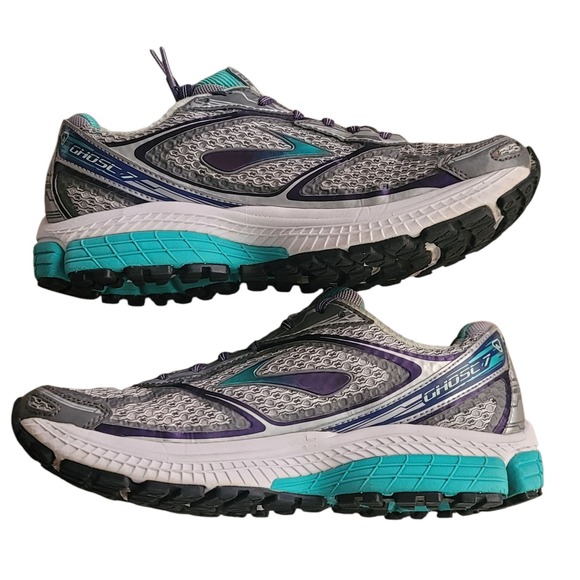 Brooks Ghost 7 Running Shoes Cushion Athletic Sneakers Gray Purple Teal 8.5B‎ - Picture 1 of 9